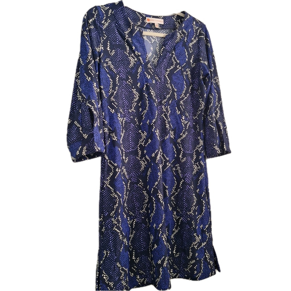 JUDE CONNALLY Megan Dress Royal Blue SNAKESKIN Print Womens Size S SMALL
